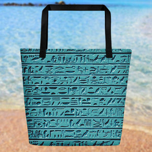 Egyptian Faience Hieroglyphics Beach Bag